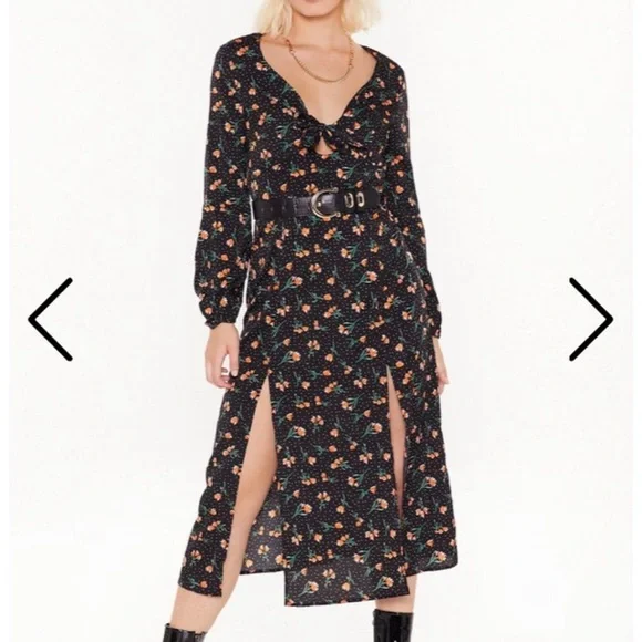 Nasty Gal | Dresses | Nwt Nasty Gal Midi Dress Orange Floral Sz 4 | Poshmark